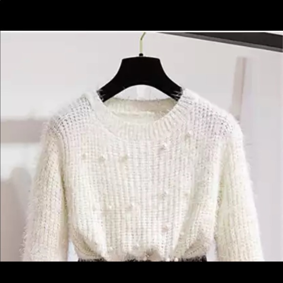 Cream Beading Knitted Sweater - Picture 2 of 7